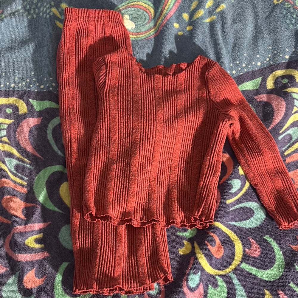 Cozy Red Knit Kids Bottoms